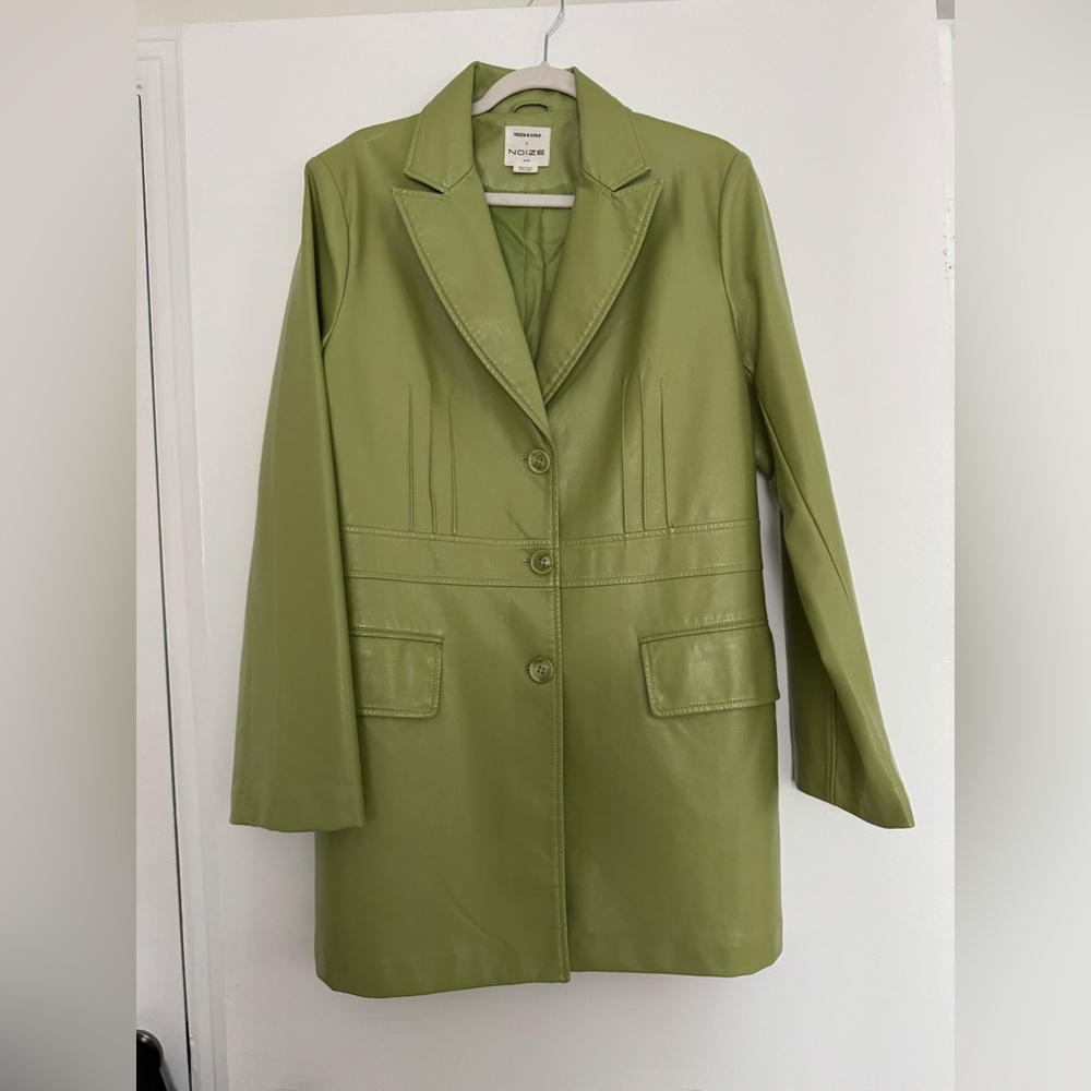 Vegan Leather Green Blazer Jacket - Tezza Barton Collab